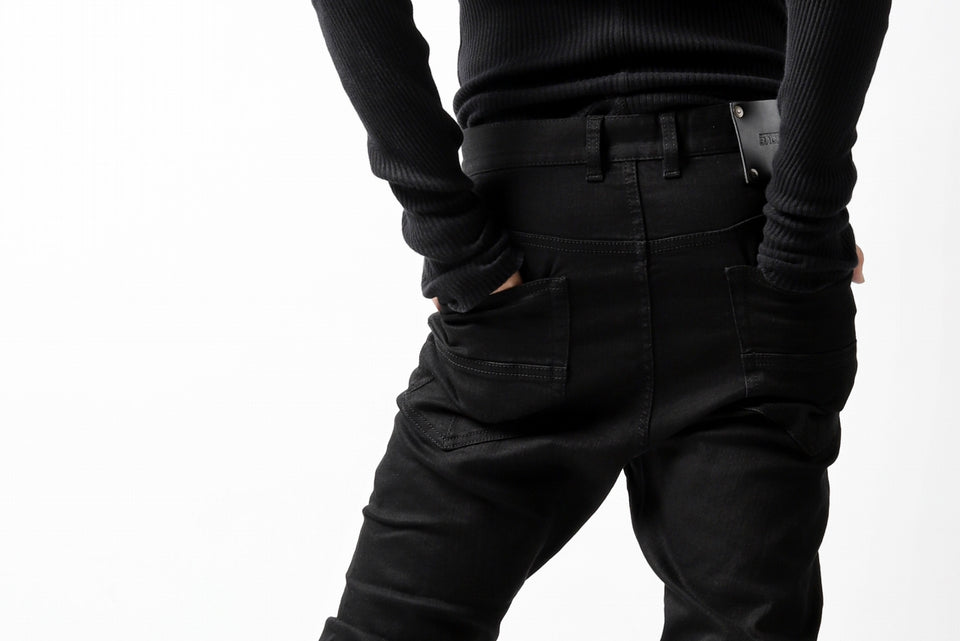Load image into Gallery viewer, ISAMU KATAYAMA BACKLASH LOWCROTCH SLIM PANTS / HIGH POWER STRETCH DENIM (BLACK)