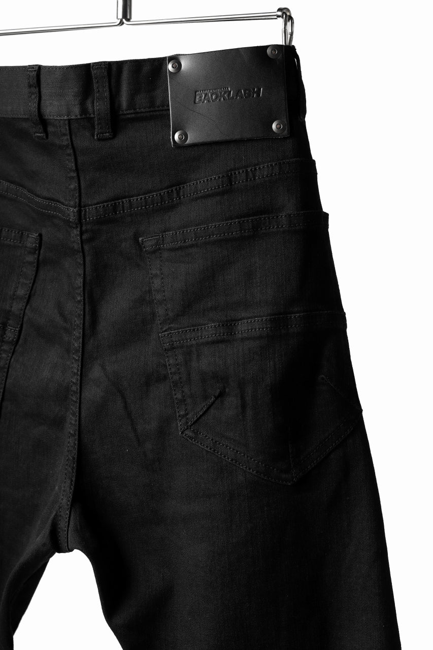 Load image into Gallery viewer, ISAMU KATAYAMA BACKLASH LOWCROTCH SLIM PANTS / HIGH POWER STRETCH DENIM (BLACK)