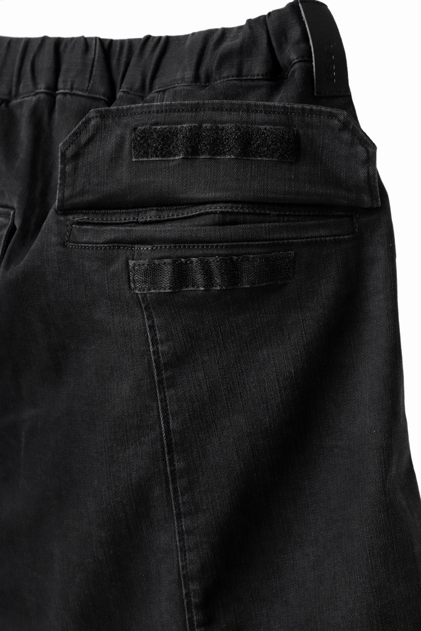 画像をギャラリービューアに読み込む, ISAMU KATAYAMA BACKLASH SARROUEL DENIM SHORTS / EXTREME STRETCH WASHER (BLACK)