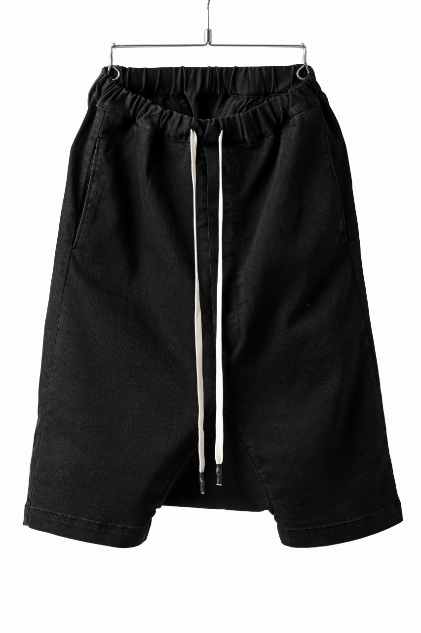 画像をギャラリービューアに読み込む, ISAMU KATAYAMA BACKLASH SARROUEL DENIM SHORTS / EXTREME STRETCH WASHER (BLACK)