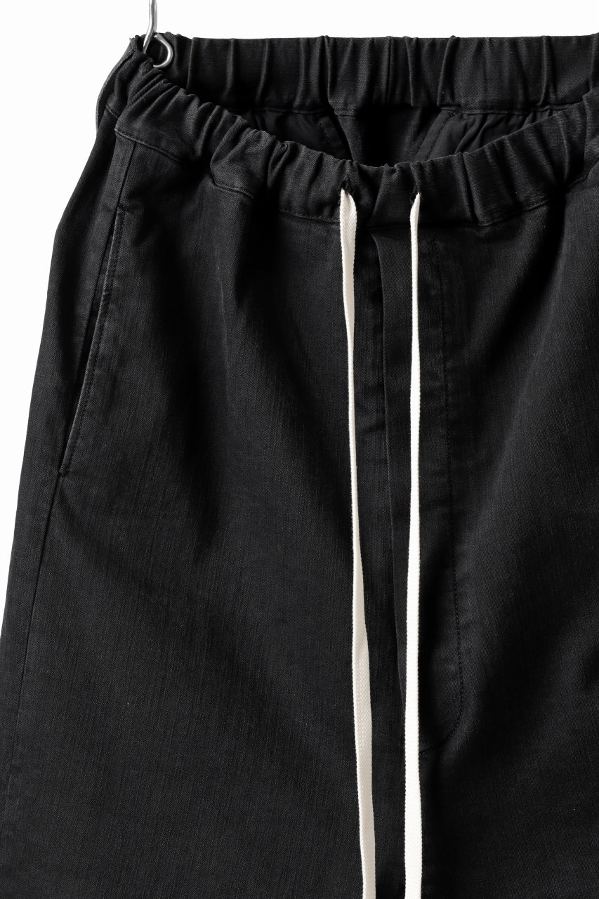 画像をギャラリービューアに読み込む, ISAMU KATAYAMA BACKLASH SARROUEL DENIM SHORTS / EXTREME STRETCH WASHER (BLACK)