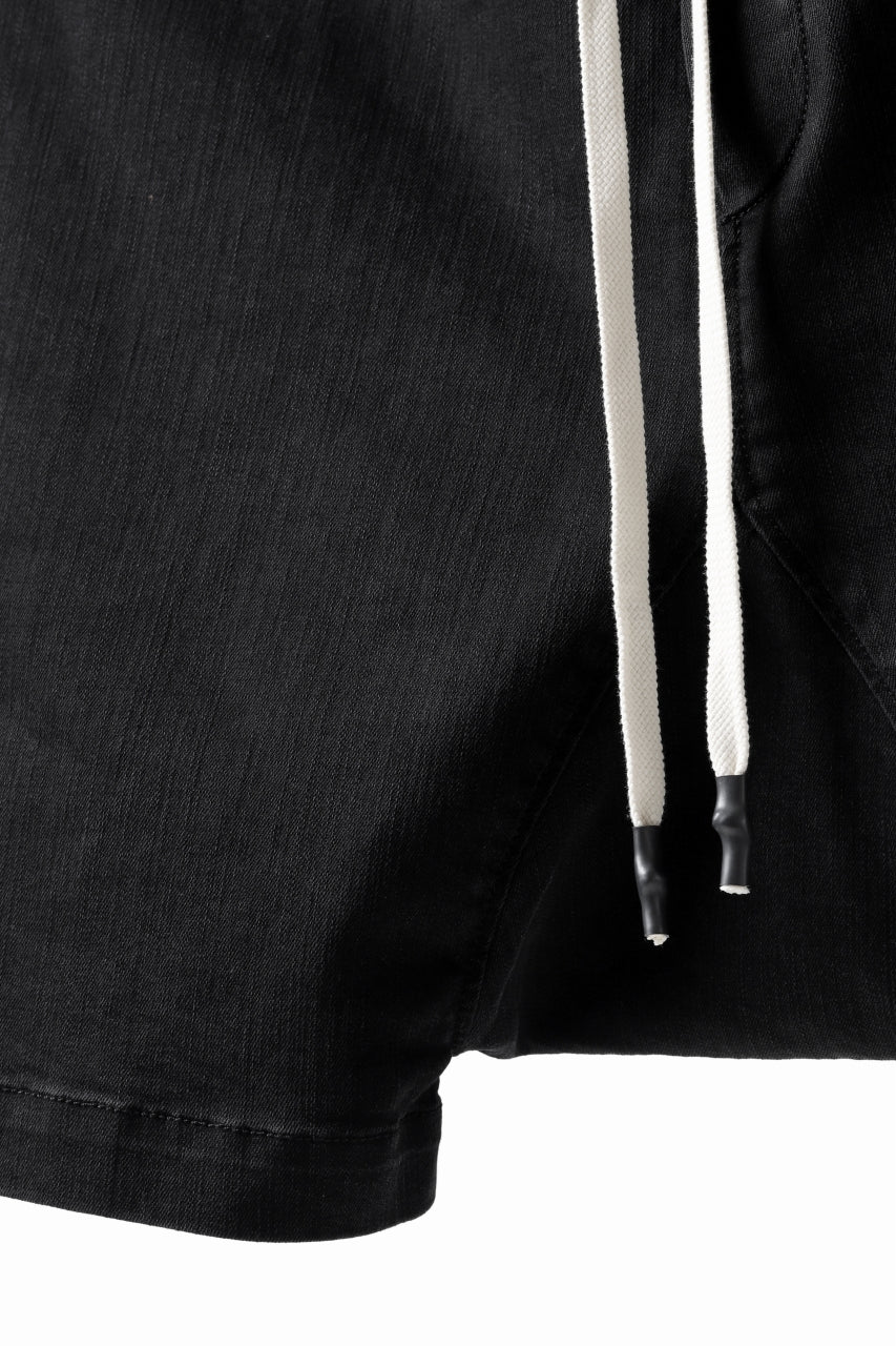 画像をギャラリービューアに読み込む, ISAMU KATAYAMA BACKLASH SARROUEL DENIM SHORTS / EXTREME STRETCH WASHER (BLACK)