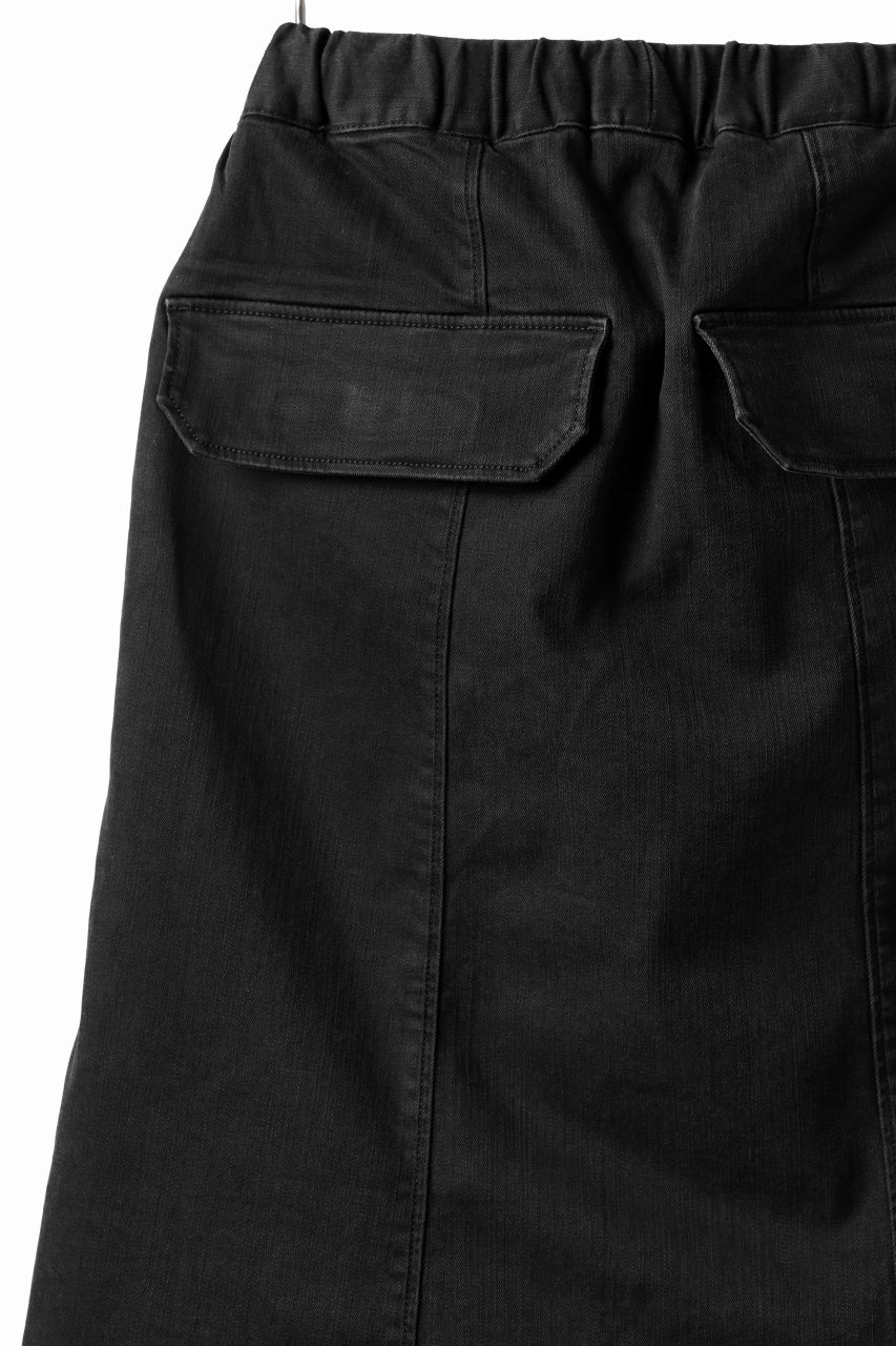 画像をギャラリービューアに読み込む, ISAMU KATAYAMA BACKLASH SARROUEL DENIM SHORTS / EXTREME STRETCH WASHER (BLACK)