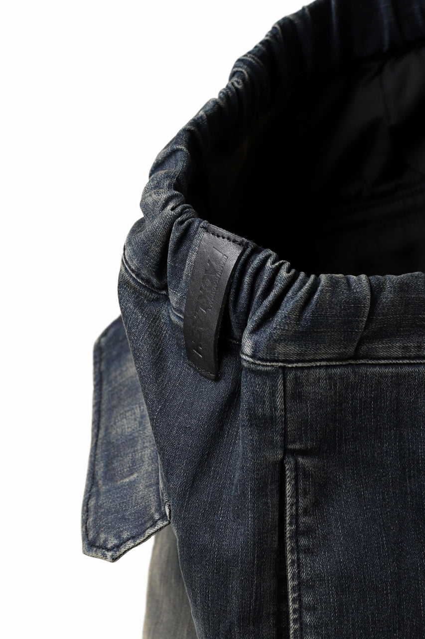 画像をギャラリービューアに読み込む, ISAMU KATAYAMA BACKLASH SARROUEL DENIM SHORTS / EXTREME STRETCH DIRTY (INDIGO)