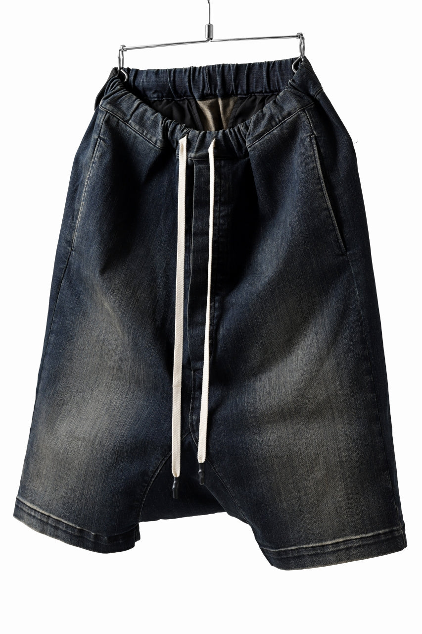 画像をギャラリービューアに読み込む, ISAMU KATAYAMA BACKLASH SARROUEL DENIM SHORTS / EXTREME STRETCH DIRTY (INDIGO)