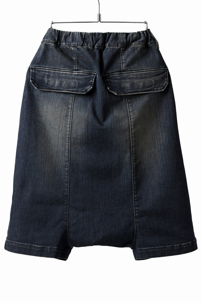 画像をギャラリービューアに読み込む, ISAMU KATAYAMA BACKLASH SARROUEL DENIM SHORTS / EXTREME STRETCH DIRTY (INDIGO)