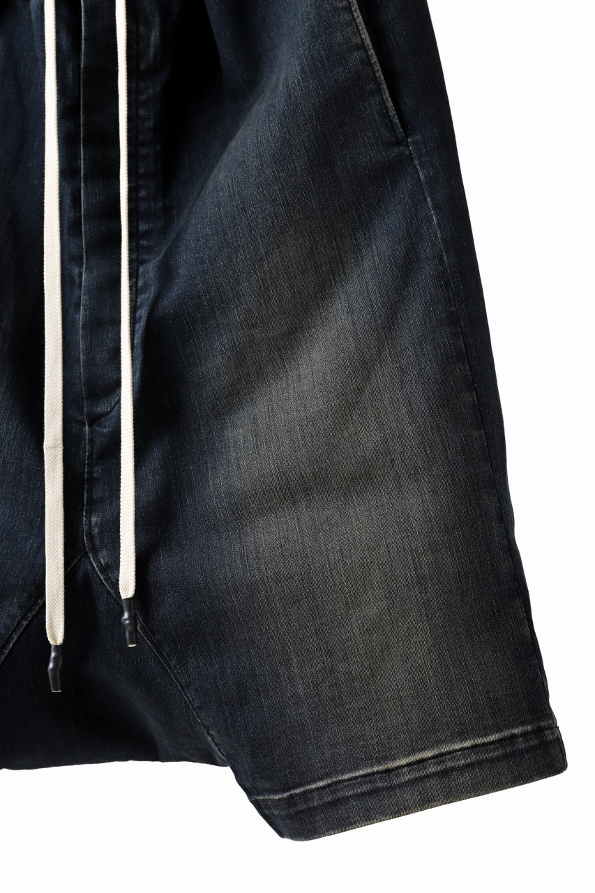 画像をギャラリービューアに読み込む, ISAMU KATAYAMA BACKLASH SARROUEL DENIM SHORTS / EXTREME STRETCH DIRTY (INDIGO)