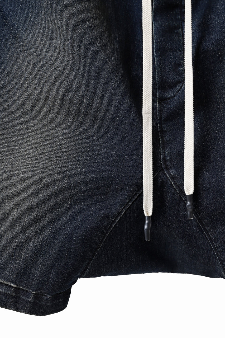 画像をギャラリービューアに読み込む, ISAMU KATAYAMA BACKLASH SARROUEL DENIM SHORTS / EXTREME STRETCH DIRTY (INDIGO)