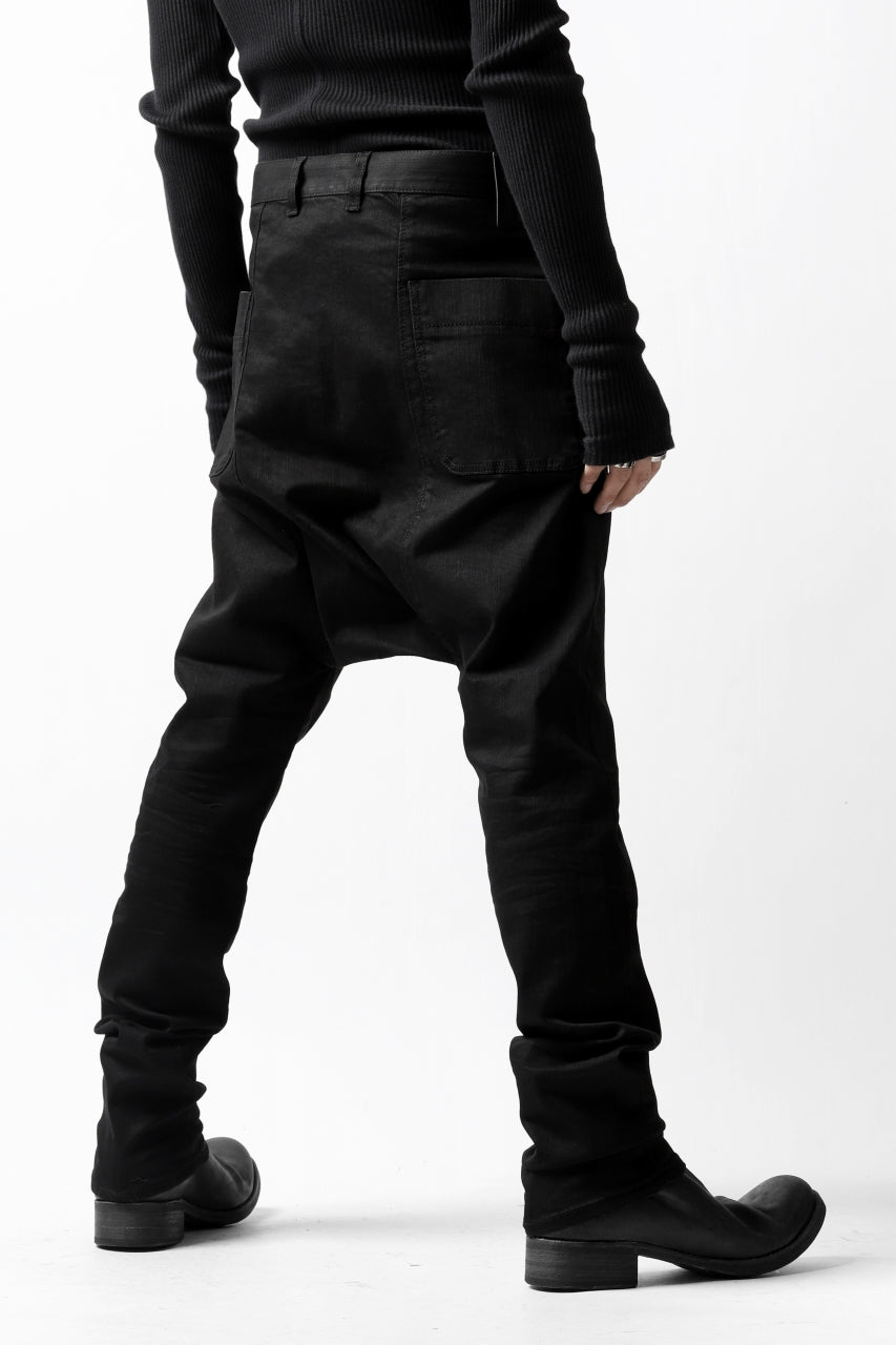 Load image into Gallery viewer, ISAMU KATAYAMA BACKLASH SARROUEL PANTS / HIGH POWER STRETCH DENIM (BLACK)