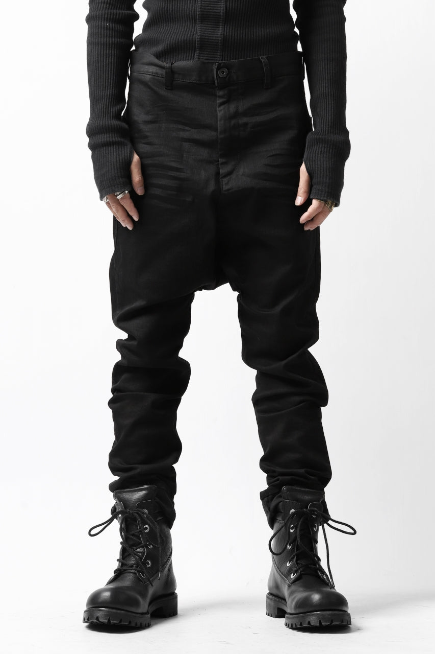 Load image into Gallery viewer, ISAMU KATAYAMA BACKLASH SARROUEL PANTS / HIGH POWER STRETCH DENIM (BLACK)