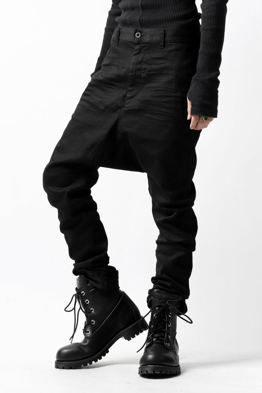 Load image into Gallery viewer, ISAMU KATAYAMA BACKLASH SARROUEL PANTS / HIGH POWER STRETCH DENIM (BLACK)