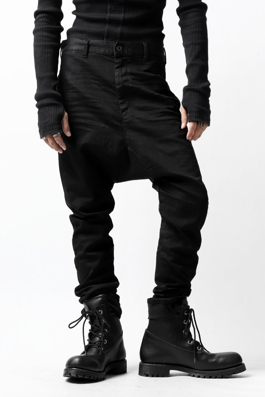 Load image into Gallery viewer, ISAMU KATAYAMA BACKLASH SARROUEL PANTS / HIGH POWER STRETCH DENIM (BLACK)