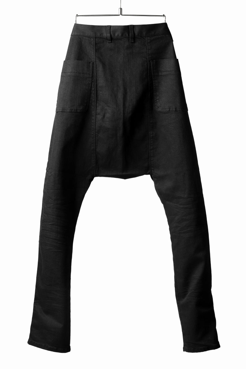 Load image into Gallery viewer, ISAMU KATAYAMA BACKLASH SARROUEL PANTS / HIGH POWER STRETCH DENIM (BLACK)