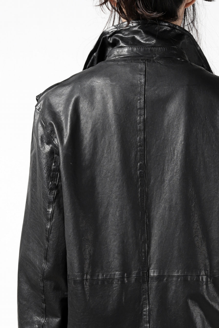 Load image into Gallery viewer, ISAMU KATAYAMA BACKLASH LONG DOUBLE RIDERS / Italy Shoulder 0.6 OBJECT DYED (BLACK)