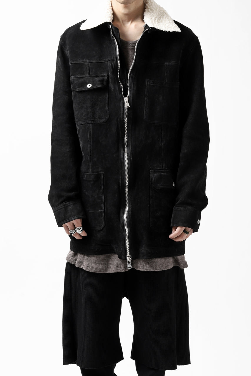 画像をギャラリービューアに読み込む, ISAMU KATAYAMA BACKLASH COVERALL JACKET / REVERSE CALF OBJECT DYED (BLACK)