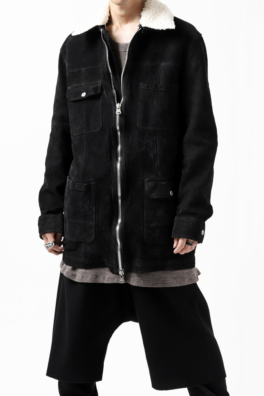 画像をギャラリービューアに読み込む, ISAMU KATAYAMA BACKLASH COVERALL JACKET / REVERSE CALF OBJECT DYED (BLACK)