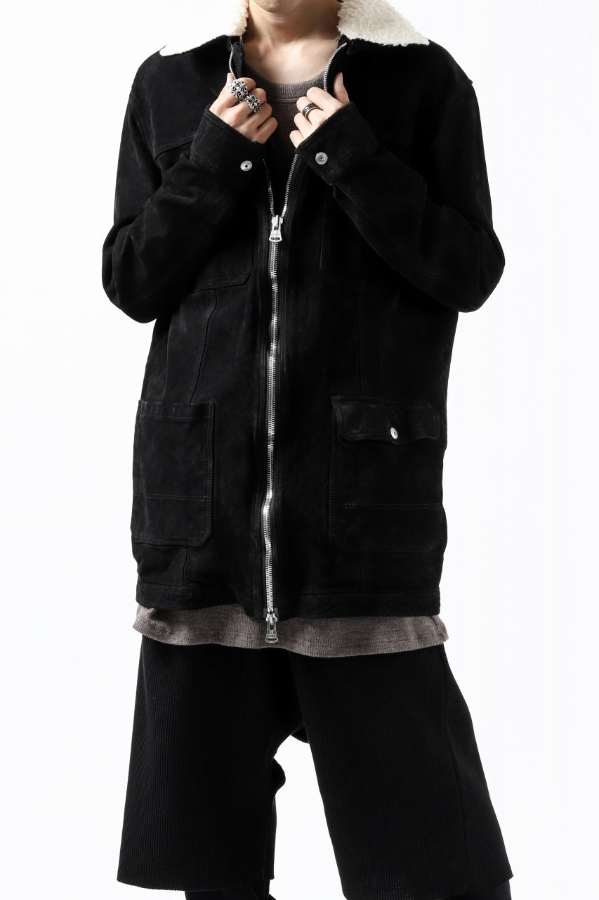 画像をギャラリービューアに読み込む, ISAMU KATAYAMA BACKLASH COVERALL JACKET / REVERSE CALF OBJECT DYED (BLACK)