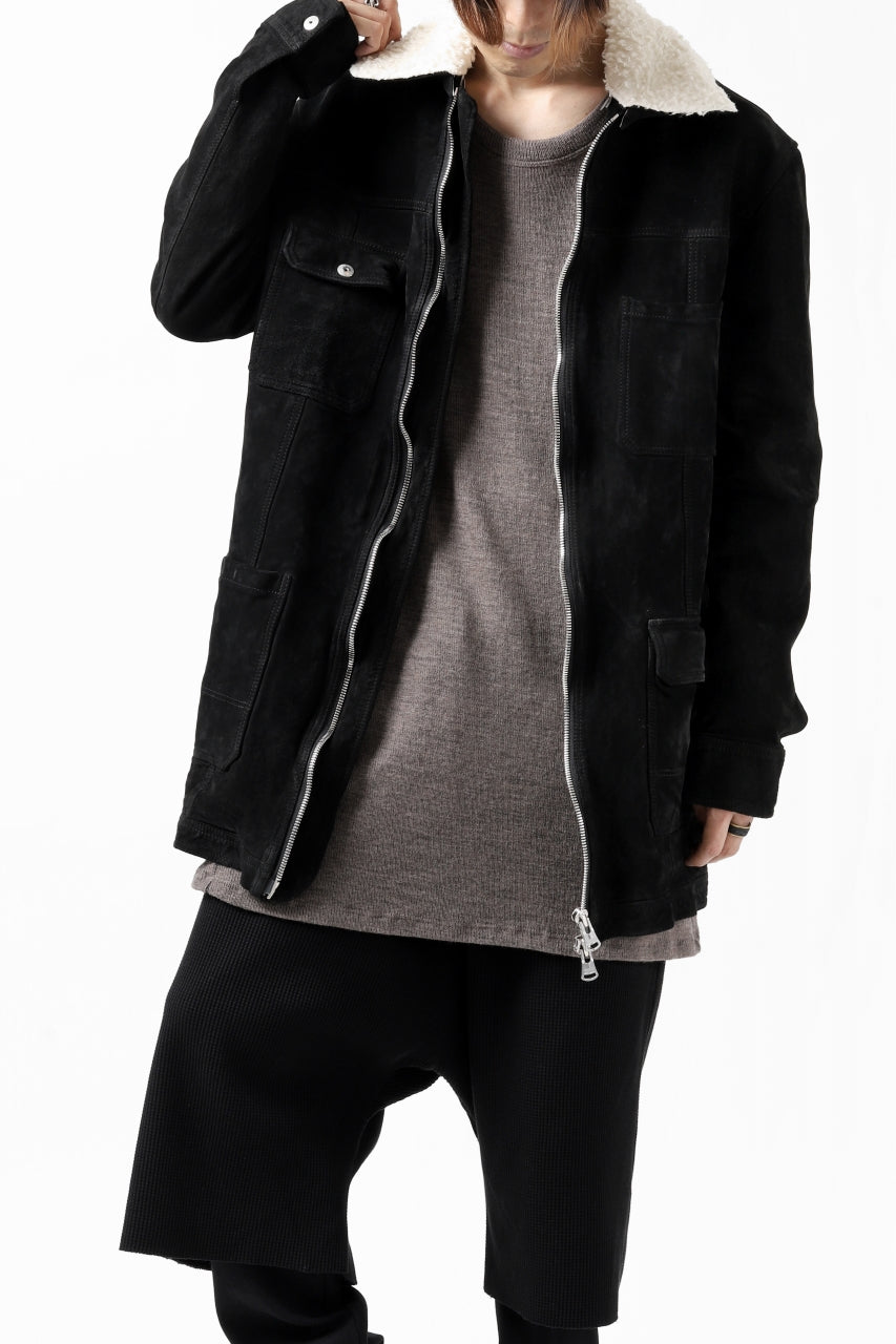 画像をギャラリービューアに読み込む, ISAMU KATAYAMA BACKLASH COVERALL JACKET / REVERSE CALF OBJECT DYED (BLACK)