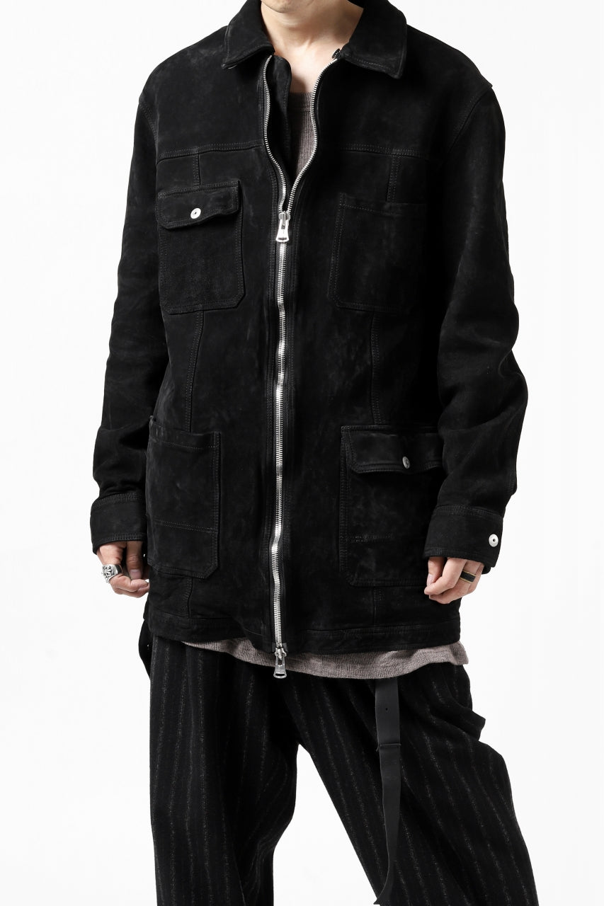 画像をギャラリービューアに読み込む, ISAMU KATAYAMA BACKLASH COVERALL JACKET / REVERSE CALF OBJECT DYED (BLACK)