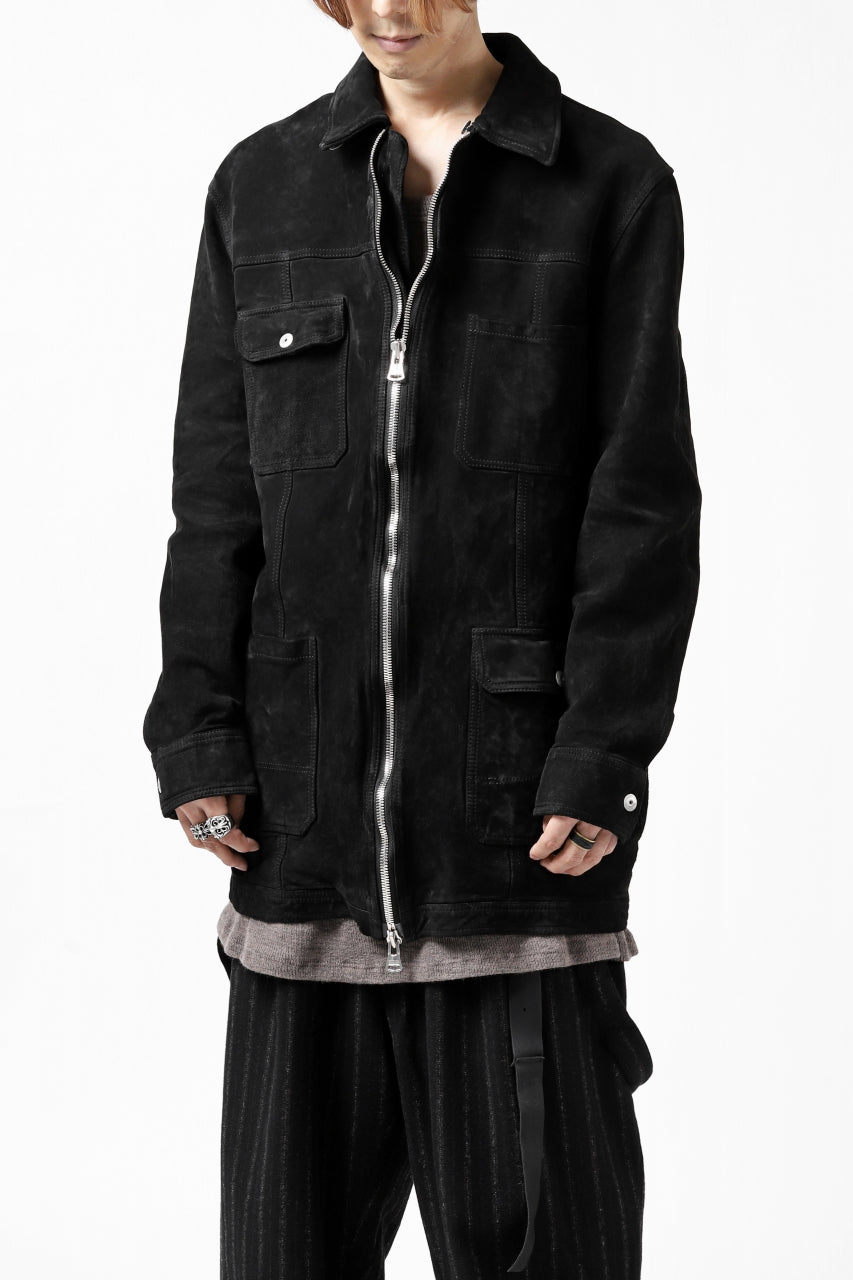 画像をギャラリービューアに読み込む, ISAMU KATAYAMA BACKLASH COVERALL JACKET / REVERSE CALF OBJECT DYED (BLACK)