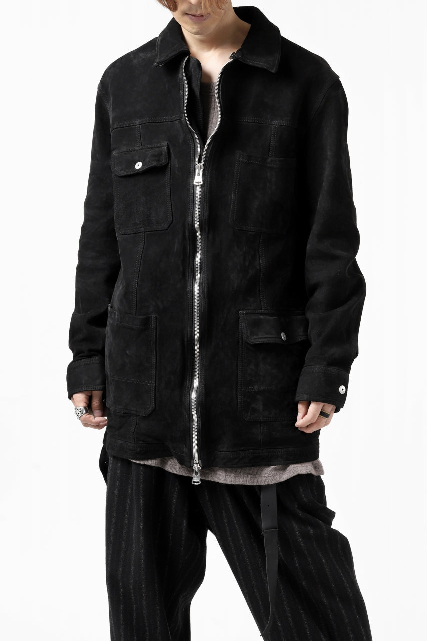 画像をギャラリービューアに読み込む, ISAMU KATAYAMA BACKLASH COVERALL JACKET / REVERSE CALF OBJECT DYED (BLACK)