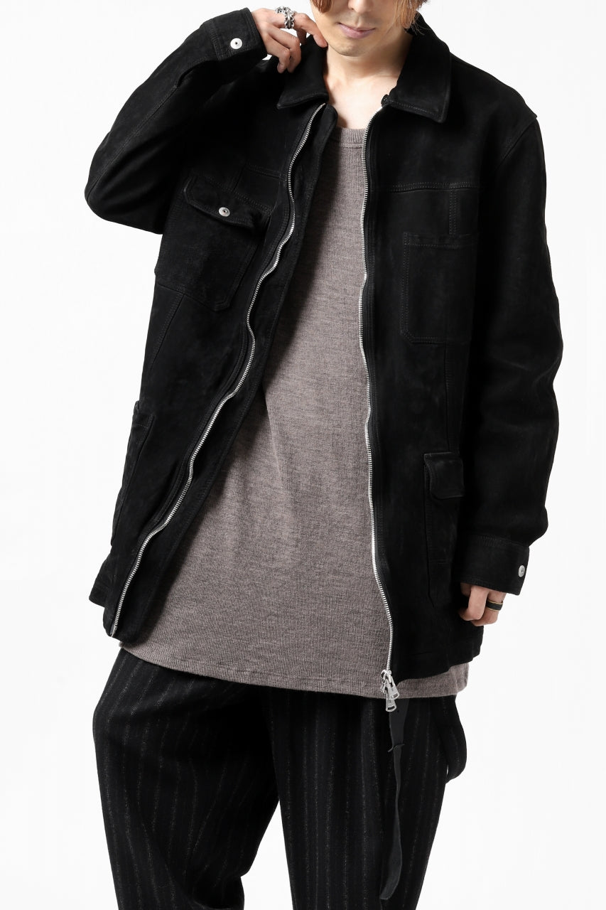 画像をギャラリービューアに読み込む, ISAMU KATAYAMA BACKLASH COVERALL JACKET / REVERSE CALF OBJECT DYED (BLACK)