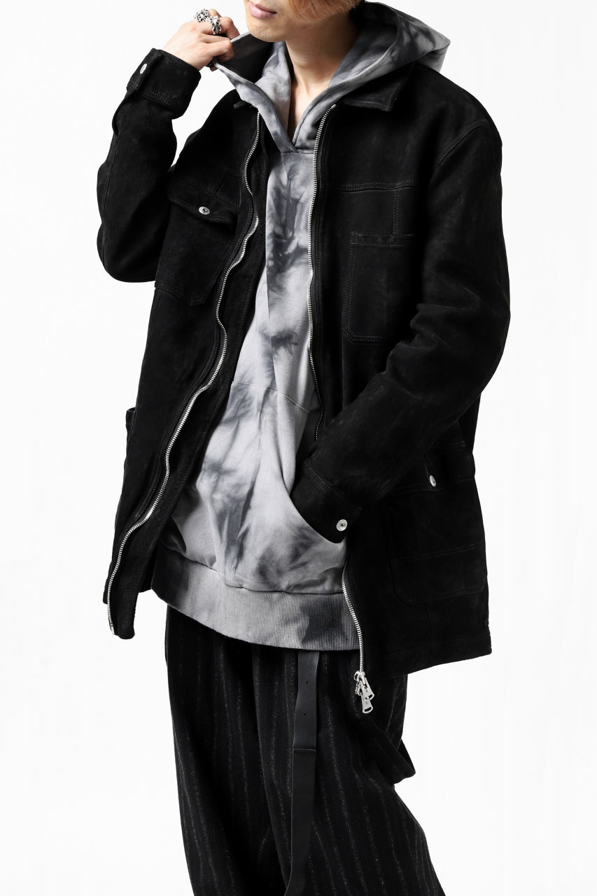 画像をギャラリービューアに読み込む, ISAMU KATAYAMA BACKLASH COVERALL JACKET / REVERSE CALF OBJECT DYED (BLACK)