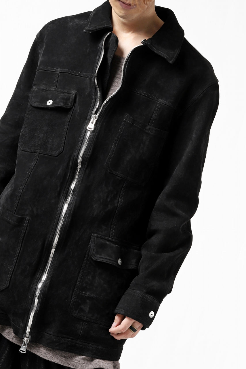 画像をギャラリービューアに読み込む, ISAMU KATAYAMA BACKLASH COVERALL JACKET / REVERSE CALF OBJECT DYED (BLACK)