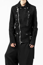 Load image into Gallery viewer, ISAMU KATAYAMA BACKLASH LTG DOUBLE BREASTED JACKET / REVERSE CALF OBJECT DYED (BLACK)