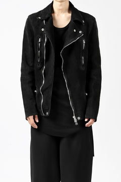 Load image into Gallery viewer, ISAMU KATAYAMA BACKLASH LTG DOUBLE BREASTED JACKET / REVERSE CALF OBJECT DYED (BLACK)