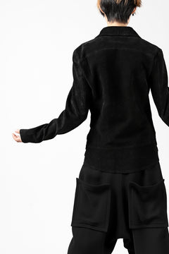 Load image into Gallery viewer, ISAMU KATAYAMA BACKLASH LTG DOUBLE BREASTED JACKET / REVERSE CALF OBJECT DYED (BLACK)