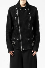 Load image into Gallery viewer, ISAMU KATAYAMA BACKLASH LTG DOUBLE BREASTED JACKET / REVERSE CALF OBJECT DYED (BLACK)