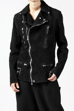 Load image into Gallery viewer, ISAMU KATAYAMA BACKLASH LTG DOUBLE BREASTED JACKET / REVERSE CALF OBJECT DYED (BLACK)