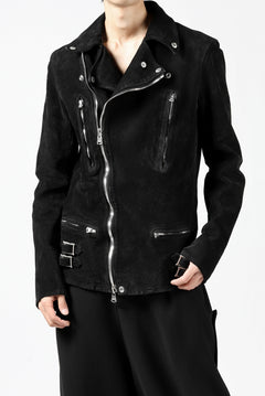 Load image into Gallery viewer, ISAMU KATAYAMA BACKLASH LTG DOUBLE BREASTED JACKET / REVERSE CALF OBJECT DYED (BLACK)