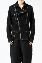 Load image into Gallery viewer, ISAMU KATAYAMA BACKLASH LTG DOUBLE BREASTED JACKET / REVERSE CALF OBJECT DYED (BLACK)