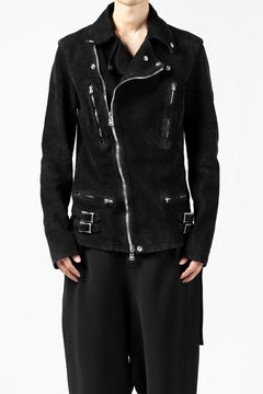 Load image into Gallery viewer, ISAMU KATAYAMA BACKLASH LTG DOUBLE BREASTED JACKET / REVERSE CALF OBJECT DYED (BLACK)