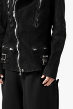 Load image into Gallery viewer, ISAMU KATAYAMA BACKLASH LTG DOUBLE BREASTED JACKET / REVERSE CALF OBJECT DYED (BLACK)