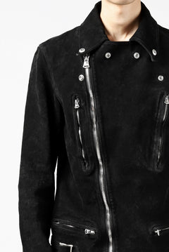 Load image into Gallery viewer, ISAMU KATAYAMA BACKLASH LTG DOUBLE BREASTED JACKET / REVERSE CALF OBJECT DYED (BLACK)