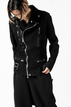 Load image into Gallery viewer, ISAMU KATAYAMA BACKLASH LTG DOUBLE BREASTED JACKET / REVERSE CALF OBJECT DYED (BLACK)