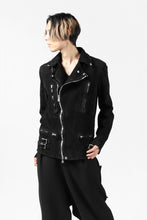 Load image into Gallery viewer, ISAMU KATAYAMA BACKLASH LTG DOUBLE BREASTED JACKET / REVERSE CALF OBJECT DYED (BLACK)