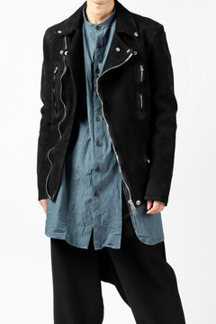 Load image into Gallery viewer, ISAMU KATAYAMA BACKLASH LTG DOUBLE BREASTED JACKET / REVERSE CALF OBJECT DYED (BLACK)