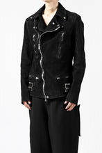 Load image into Gallery viewer, ISAMU KATAYAMA BACKLASH LTG DOUBLE BREASTED JACKET / REVERSE CALF OBJECT DYED (BLACK)