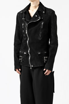 Load image into Gallery viewer, ISAMU KATAYAMA BACKLASH LTG DOUBLE BREASTED JACKET / REVERSE CALF OBJECT DYED (BLACK)