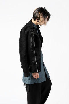 Load image into Gallery viewer, ISAMU KATAYAMA BACKLASH LTG DOUBLE BREASTED JACKET / REVERSE CALF OBJECT DYED (BLACK)
