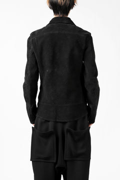 Load image into Gallery viewer, ISAMU KATAYAMA BACKLASH LTG DOUBLE BREASTED JACKET / REVERSE CALF OBJECT DYED (BLACK)