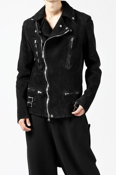 Load image into Gallery viewer, ISAMU KATAYAMA BACKLASH LTG DOUBLE BREASTED JACKET / REVERSE CALF OBJECT DYED (BLACK)