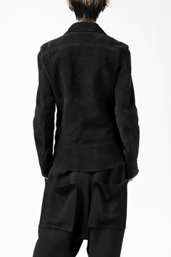 Load image into Gallery viewer, ISAMU KATAYAMA BACKLASH LTG DOUBLE BREASTED JACKET / REVERSE CALF OBJECT DYED (BLACK)