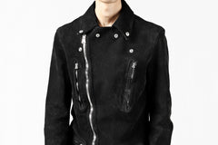 Load image into Gallery viewer, ISAMU KATAYAMA BACKLASH LTG DOUBLE BREASTED JACKET / REVERSE CALF OBJECT DYED (BLACK)