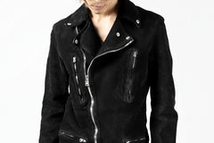 Load image into Gallery viewer, ISAMU KATAYAMA BACKLASH LTG DOUBLE BREASTED JACKET / REVERSE CALF OBJECT DYED (BLACK)