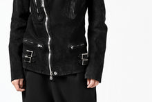 Load image into Gallery viewer, ISAMU KATAYAMA BACKLASH LTG DOUBLE BREASTED JACKET / REVERSE CALF OBJECT DYED (BLACK)